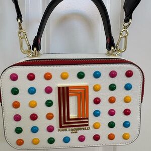 Karl Lagerfeld White Multicolor Studded Mini Bag